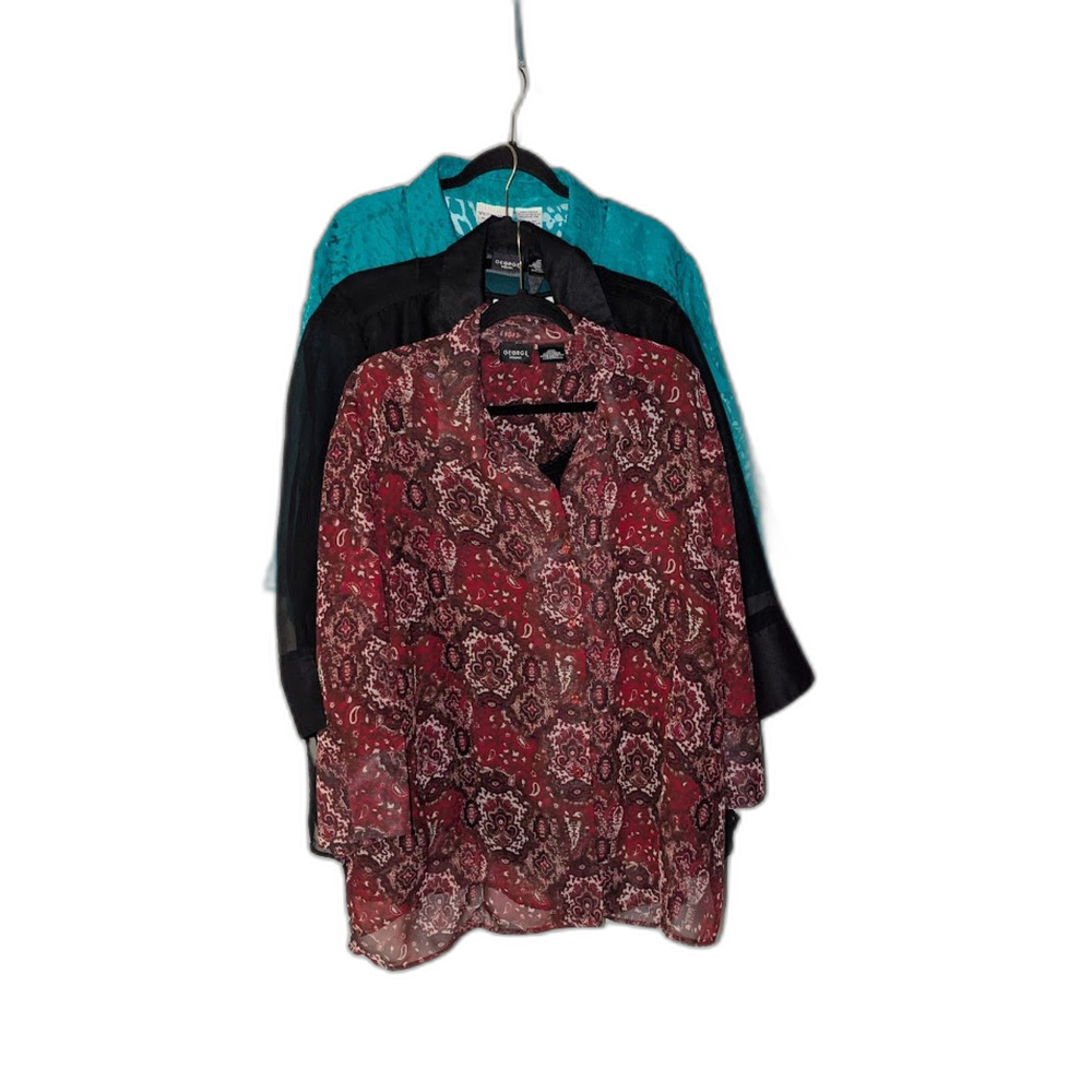 Lot of 4 Plus Size 22W / 3X Women's Light Weight Button-Up Career Blouses